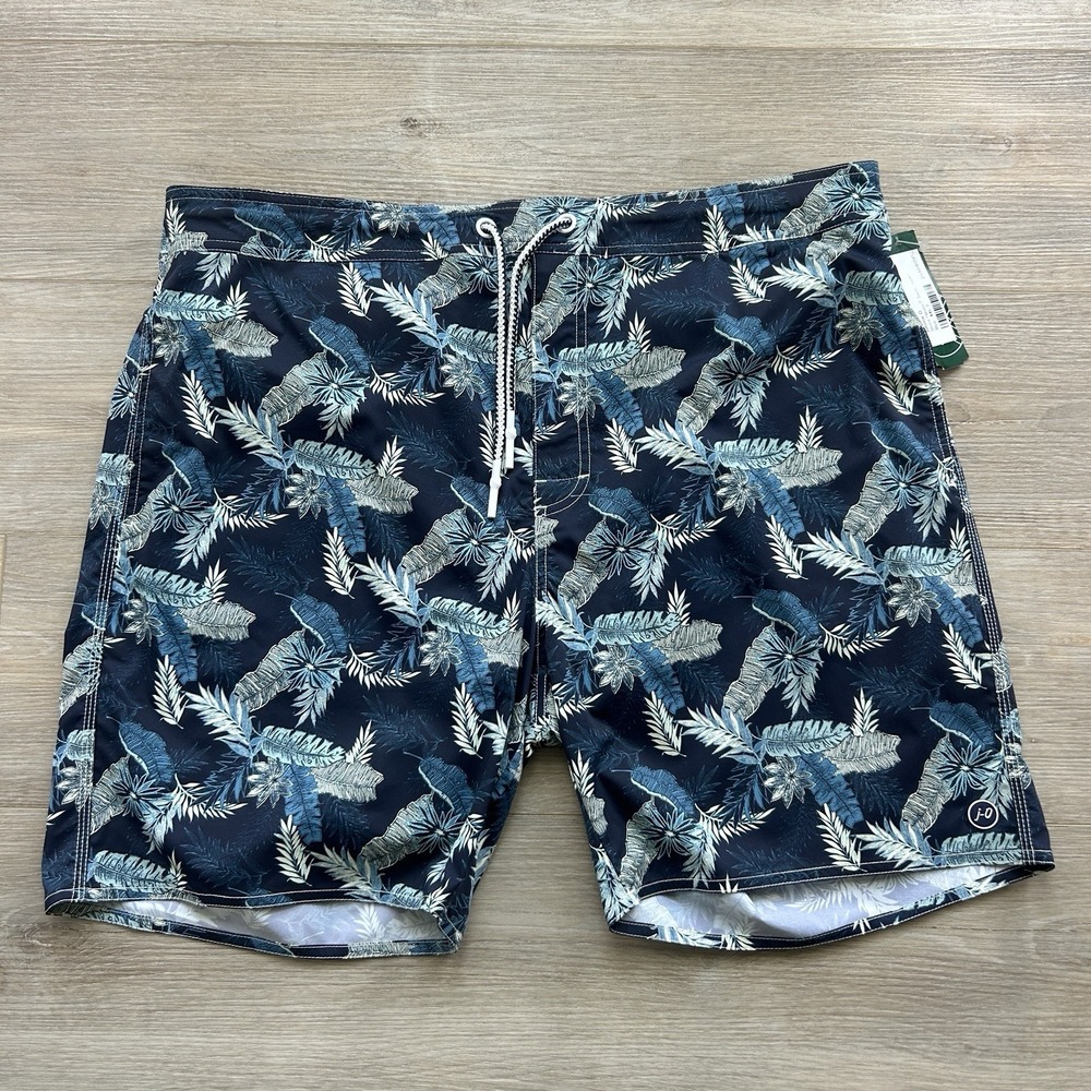 NWT Johnnie-O XXL Shore Haven Swim Trunks Blue Tropical Beach Summer